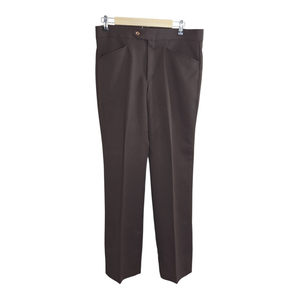 Sears Perma Prest Trim‎ Cut 34 Medium Mens Brown Dress Pants Vintage Grandpa